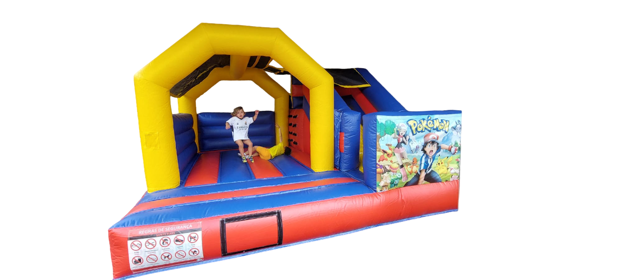 Insuflável Combinado 4×4m com tema adaptável – Vermelho, Azul e Amarelo 🎪