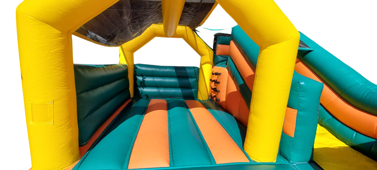 Insuflável Combinado com tema adaptável – Laranja, Verde e Amarelo 🎪