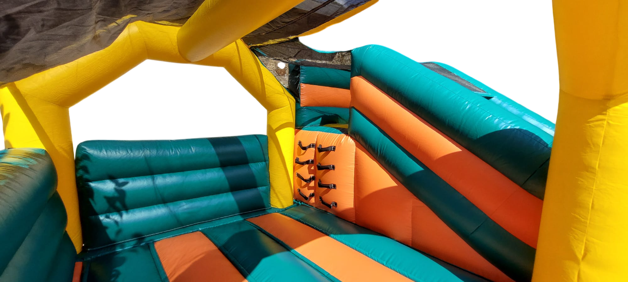 Insuflável Combinado com tema adaptável – Laranja, Verde e Amarelo 🎪