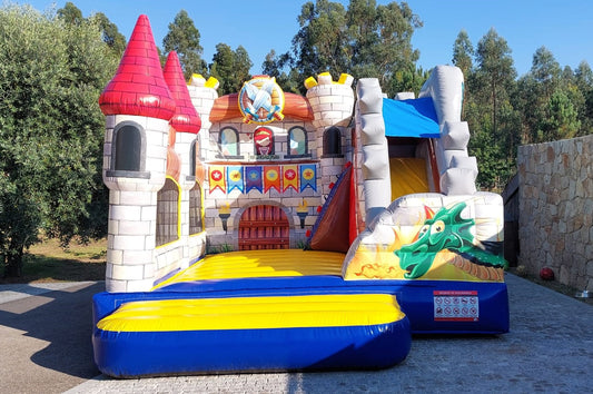 Aluguer Insuflável Castelo do Dragão Combo – Aventura Medieval Garantida! 🏰🔥